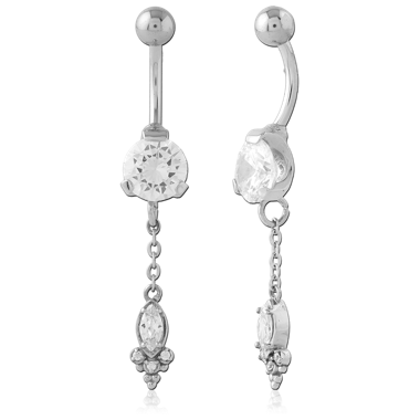 316L SURGICAL STEEL JEWELED NAVEL BANANA