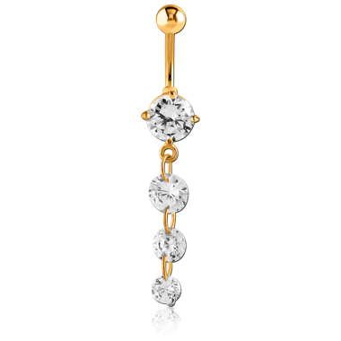 316L GOLD PVD 18K COATED SURGICAL STEEL ROUND PRONG SET