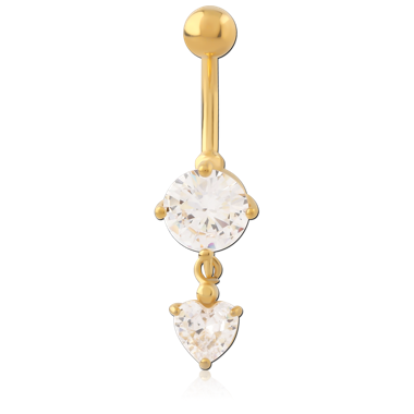 GOLD PVD COATED SURGICAL STEEL JEWELED NAVEL BANANA
