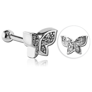 316L SURGICAL STEEL MICRO BARBELL CRYSTAL WITH BALL END