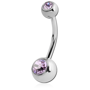 SURGICAL STEEL DOUBLE PREMIUM CRYSTAL JEWELED MICRO NAVEL BANANA