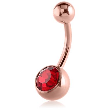 ROSE GOLD PVD COATED SURGICAL STEEL PREMIUM CRYSTAL JEWELED NAVEL BANANA