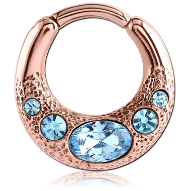 ROSE GOLD PVD COATED SURGICAL STEEL JEWELED HINGED SEPTUM CLICKER