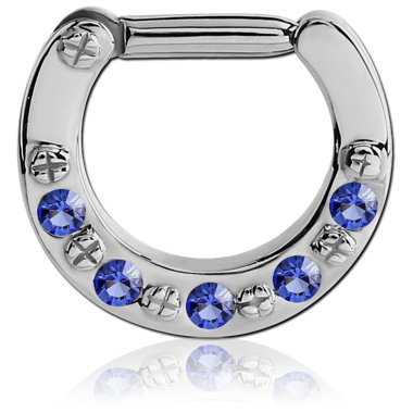 SURGICAL STEEL JEWELED HINGED SEPTUM CLICKER RING