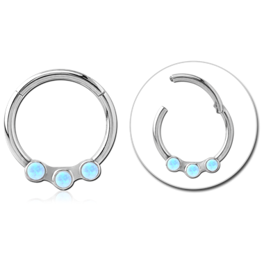 STERILE SURGICAL STEEL ROUND SYNTHETIC OPAL HINGED SEGMENT RING