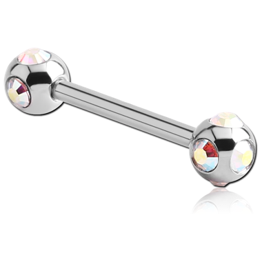 STERILE SURGICAL STEEL BARBELL WITH MULTI JEWELED BALL