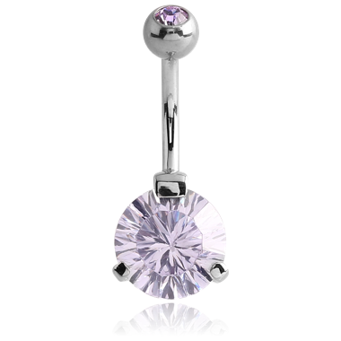 STERILE SURGICAL STEEL SUPER ROUND 10MM CZ DOUBLE JEWELED NAVEL BANANA
