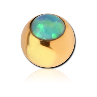 STERILE GOLD PVD COATED SURGICAL STEEL JEWELED BALL WITH SYNTHETIC OPAL