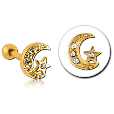 STERILE GOLD PVD COATED SURGICAL STEEL TRAGUS MICRO BARBELL