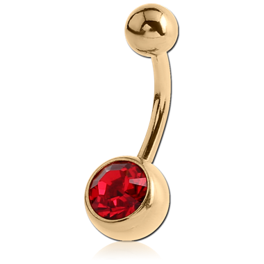 ZIRCON GOLD PVD COATED SURGICAL STEEL PREMIUM CRYSTAL JEWELED NAVEL BANANA