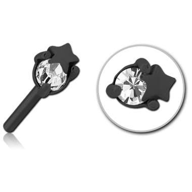 BLACK PVD COATED SURGICAL STEEL JEWELED THREADLESS ATTACHMENT - STAR AND GEM