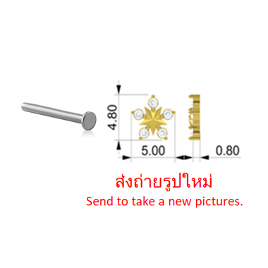 14K WHITE GOLD JEWELED ATTACHMENT TITANIUM THREADLESS PIN