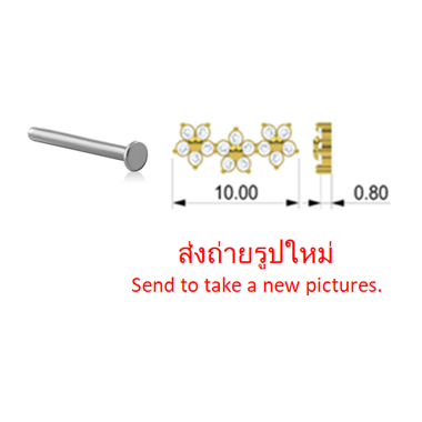 14K WHITE GOLD JEWELED ATTACHMENT TITANIUM THREADLESS PIN