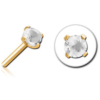 GOLD PVD 18K COATED SURGICAL STEEL JEWELED THREADLESS ATTACHMENT - ROUND