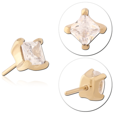 316L GOLD PVD 18K COATED SURGICAL STEEL  JEWELED THREADLESS ATTACHMENT