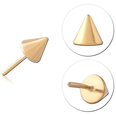 GOLD PVD 18K COATED TITANIUM THREADLESS ATTACHMENT SIZE 2.5X2.5MM CONE