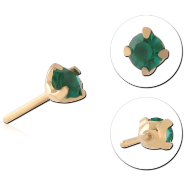 GOLD PVD 18K COATED TITANIUM JEWELED THREADLESS ATTACHMENT - ROUND