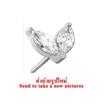 316L SURGICAL STEEL THREADLESS ATTACHMENT CLEAR DOUBLE MARQUISE GEM PAIR CLUSTER
