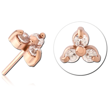 ROSE GOLD PVD COATED SURGICAL STEEL JEWELED THREADLESS ATTACHMENT