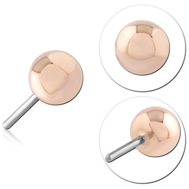 14K ROSE GOLD THREADLESS TOP POLISHED ROUND DOME 3 MM BALL END