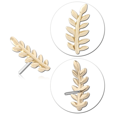 14K YELLOW GOLD THREADLESS ATTACHMENT LAUREL LEAF BRANCH
