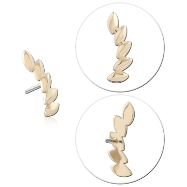 14K GOLD ATTACHMENT TITANIUM THREADLESS PIN