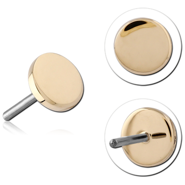 14K YELLOW GOLD TOP WITH TITANIUM THREADLESS PIN FLAT DISC