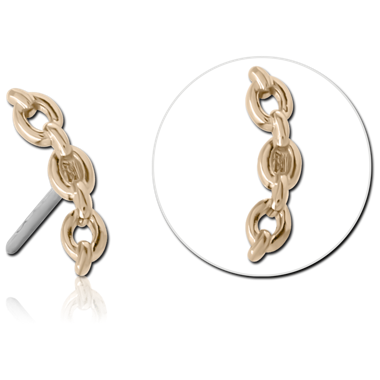 14K YELLOW GOLD ATTACHMENT WITH TITANIUM THREADLESS PIN CHAIN LINK BAR