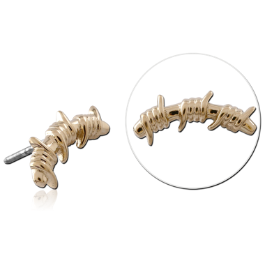 14K YELLOW GOLD ATTACHMENT WITH TITANIUM THREADLESS PIN BARBED WIRE