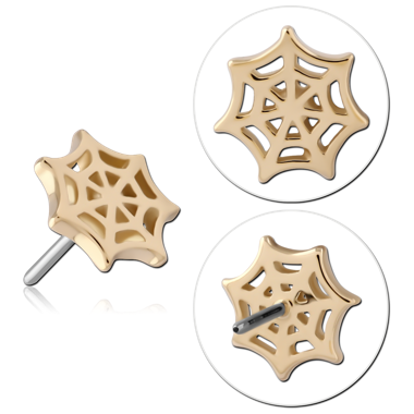 14K YELLOW GOLD ATTACHMENT WITH TITANIUM THREADLESS PIN SPIDER WEB