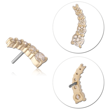 14K YELLOW GOLD JEWELED ATTACHMENT TITANIUM THREADLESS PIN