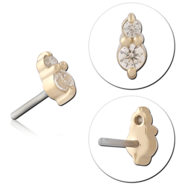 14K YELLOW GOLD JEWELED ATTACHMENT TITANIUM THREADLESS PIN