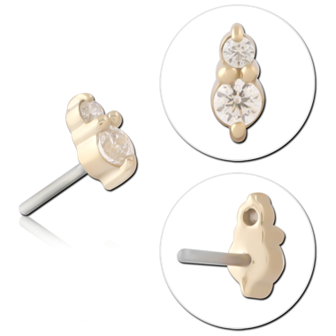 14K YELLOW GOLD TOP WITH TITANIUM THREADLESS PIN DOUBLE GEM