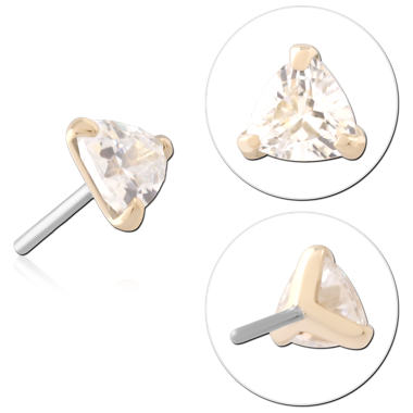 14K GOLD JEWELED ATTACHMENT TITANIUM THREADLESS PIN