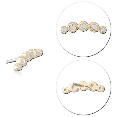 14K GOLD JEWELED ATTACHMENT TITANIUM THREADLESS PIN