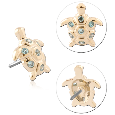 14K GOLD JEWELED ATTACHMENT TITANIUM THREADLESS PIN