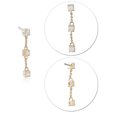 14K GOLD JEWELED ATTACHMENT TITANIUM THREADLESS PIN