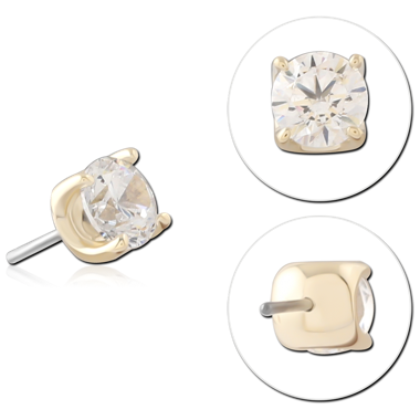 14K GOLD JEWELED ATTACHMENT TITANIUM THREADLESS PIN