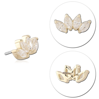14K GOLD JEWELED ATTACHMENT TITANIUM THREADLESS PIN