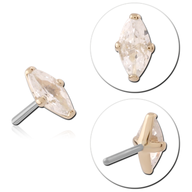 14K YELLOW GOLD THREADLESS TOP MARQUISE GEM FOUR PRONG SET