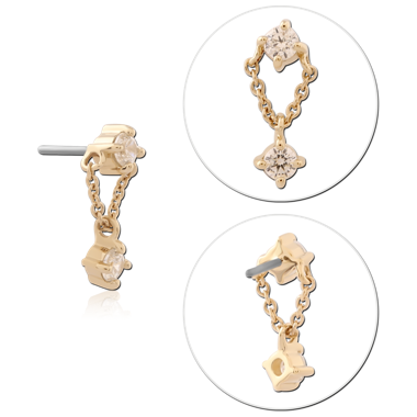 14K YELLOW GOLD TOP WITH TITANIUM THREADLESS PIN