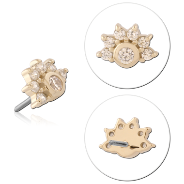 14K YELLOW GOLD SUNBURST GEM WITH TITANIUM THREADLESS TOP
