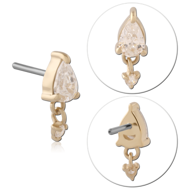 14K YELLOW GOLD JEWELED ATTACHMENT TITANIUM THREADLESS PINS
