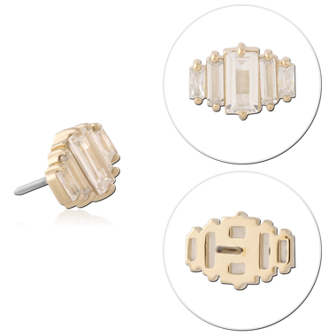 14K YELLOW GOLD JEWELED ATTACHMENT TITANIUM THREADLESS PINS