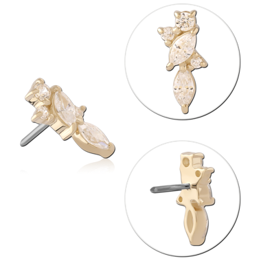 14K YELLOW GOLD JEWELED ATTACHMENT TITANIUM THREADLESS PINS