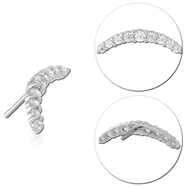 14K WHITE GOLD THREADLESS TOP CURVED GRADUATED PRONG SET GEMS