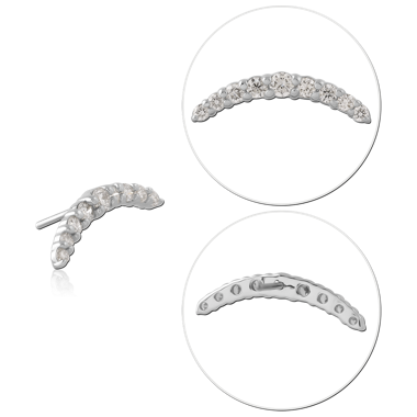14K WHITE GOLD THREADLESS TOP CURVED GRADUATED PRONG SET GEMS