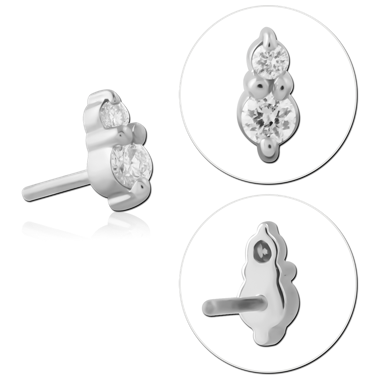 14K WHITE GOLD  JEWELED ATTACHMENT TITANIUM THREADLESS PIN