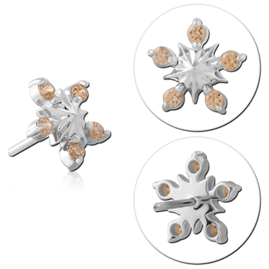 14K WHITE GOLD JEWELED ATTACHMENT TITANIUM THREADLESS PIN