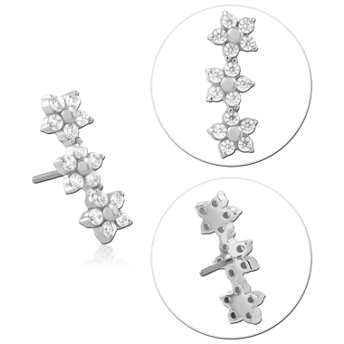 14K WHITE GOLD JEWELED ATTACHMENT TITANIUM THREADLESS PIN